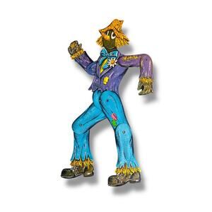 Vintage Articutated Scarecrow Decor Fall Autumn 15.5" Beistle USA Die Cut